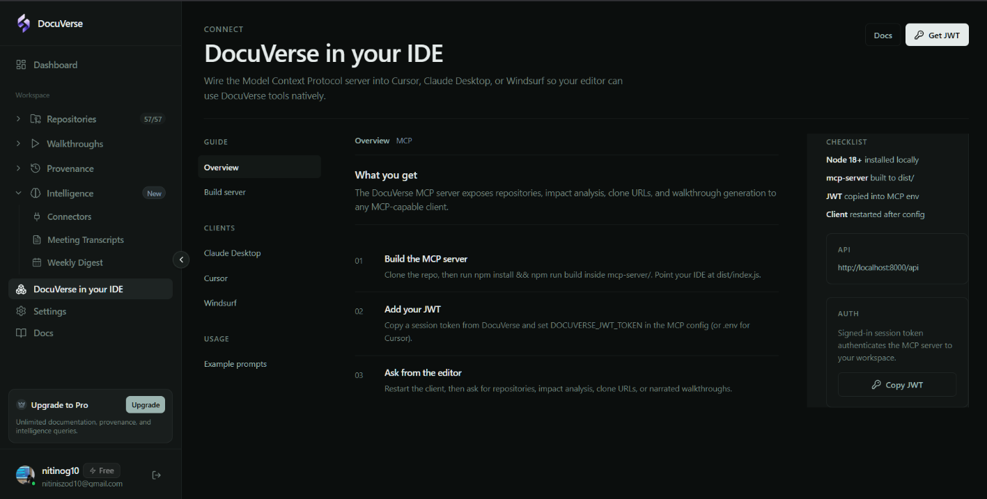 DocuVerse MCP setup for Cursor and Claude Desktop